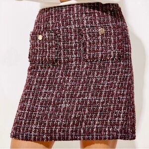Loft 6 Mini Skirt Tweed Preppy Academia Glam Classic Royal Button Pockets Wool